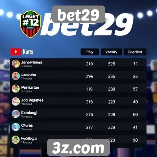 Estatísticas de jogadores ativos no bet29